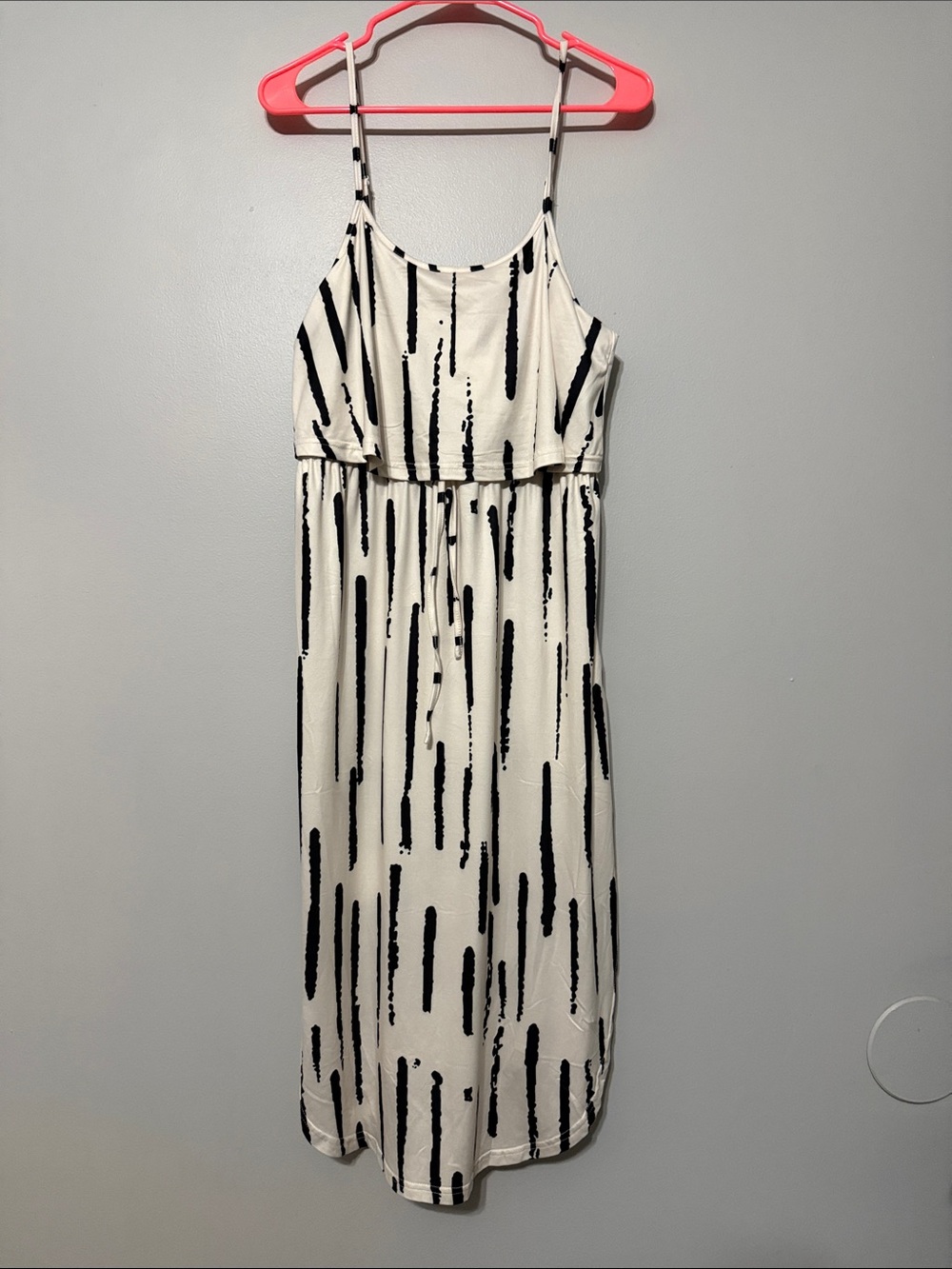 Women’s Black & White Striped Spaghetti Strap Dress